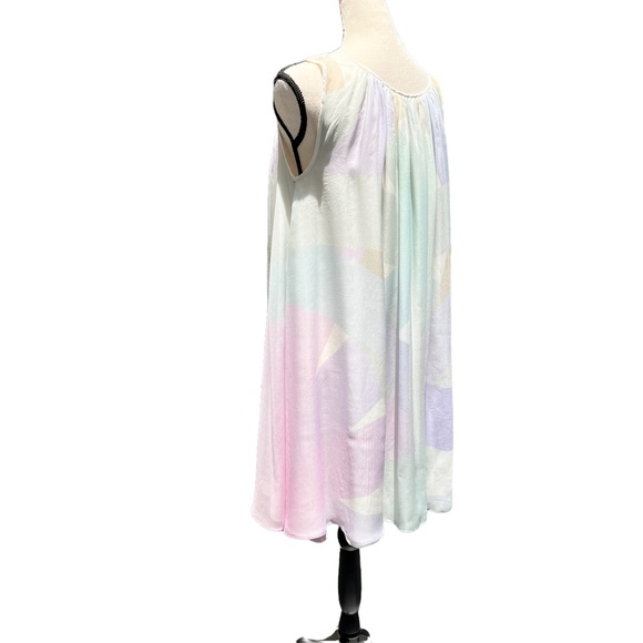 FENDI SLEEVELESS PASTEL MULTICOLOR WATERCOLOR SILK TRAPEZE SWING DRESS - Picture 5 of 16